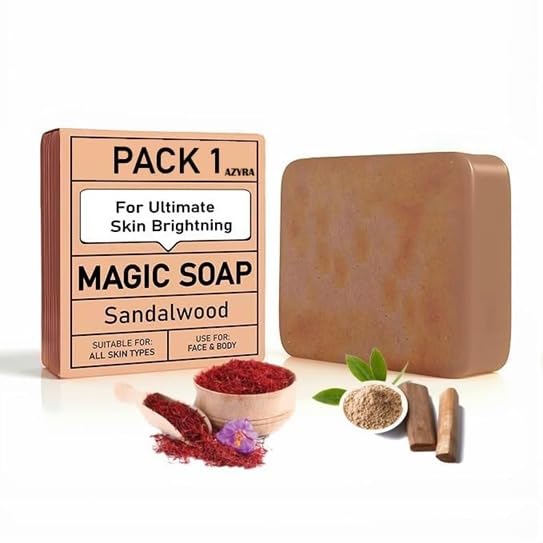 AZYRA RK Sandalwood Magic Soap for Skin Brightening – Natural Sandalwood Bath Bar for Face & Body, Suitable for All Skin T...