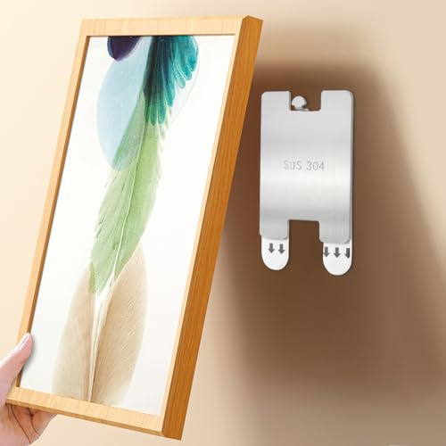 Image of 6 Pcs Metal Picture Frame Hangers Damage Free Hanging, Adhesive Sawtooth Picture Hanging Hooks Without Nails No Damage Picture Wall Hangers Art Hanger Hooks for Home Door Closet