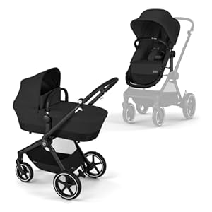 CYBEX Gold Kinderwagen EOS Lux 2-in-1, Reisesystem, Ab Geburt bis 22 kg (ca. 4 Jahre), Moon Black