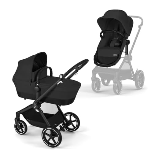 CYBEX Gold Kinderwagen EOS Lux 2-in-1, Reisesystem, Ab Geburt bis 22 kg (ca. 4 Jahre), Moon Black
