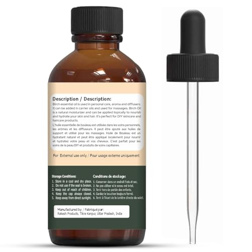 Image of Organic Zing Birch (Betula) Oil | Pure & Natural Essential Oil for Skincare, Hair Care, Aroma & Diffusers- 30ml /1.01fl oz