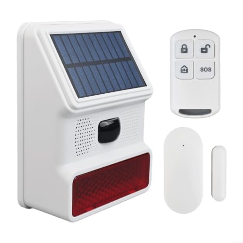 433MHz Inalámbrico Solar Al Aire Libre Sirena Para El Hogar Garaje Seguridad Alarma Con Luz De Flash LED Brillante (A