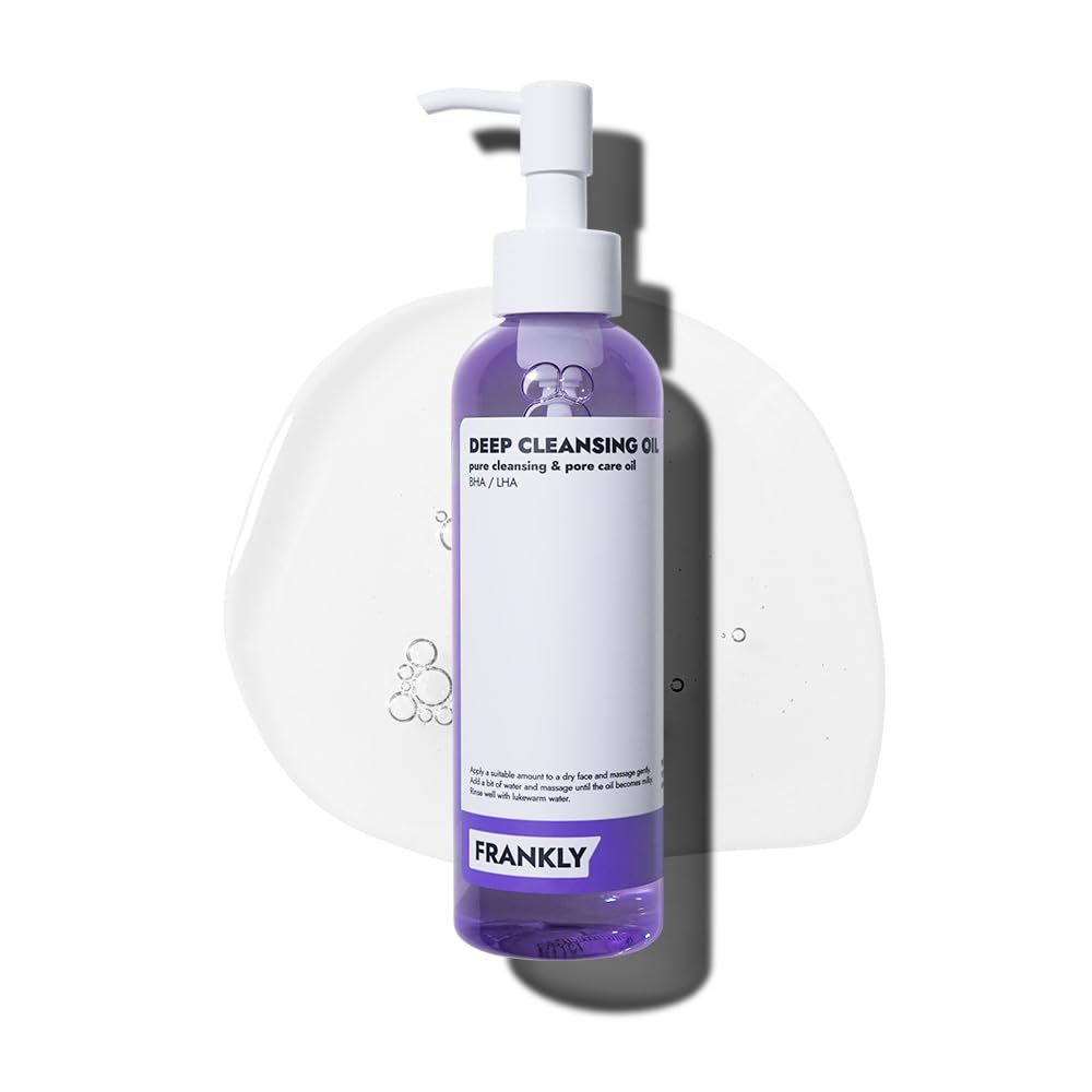FRANKLY Pore Cleansing Oil, Oil Cleanser for Face l Makeup Blackhead Remover with BHA & LHA, Amino Acids, Hyaluronic Acid l All Skin Types, Korean Skin Care 6.8 fl oz