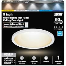 Feit Electric LED Ceiling Downlight, Dimmable Flat Panel Ceiling Light with Color Selection 5CCT, TP24 Adapter Included