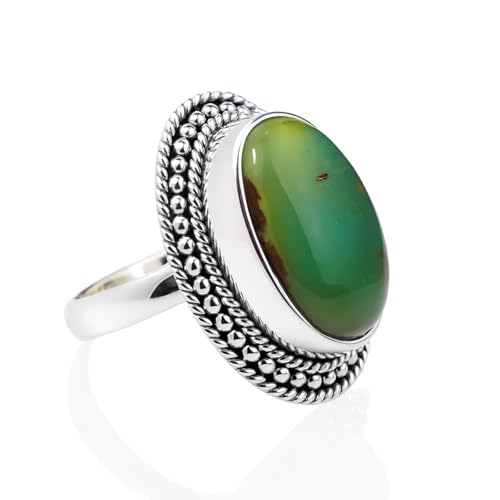 Bague turquoise tibétaine femme argent 925 filigrane fait main 54