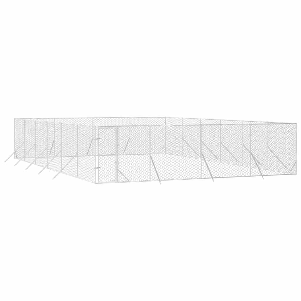 Perrera para perros de acero galvanizado para exteriores, 8 x 12 x 2 m, resistente a la intemperie con puerta con cierre, ideal como establo para perros, pico, recinto al aire libre para
