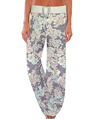 Image of NEWCOSPLAY Women's Comfy Pajama Pants Casual Drawstring Palazzo Lounge Wide Leg Pants