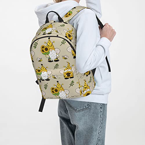 Delerain 16 Inch Backpack Gnomes Bees Sunflowers Laptop Backpack School Bookbag Full Print Shoulder Bag for Travel Daypack2