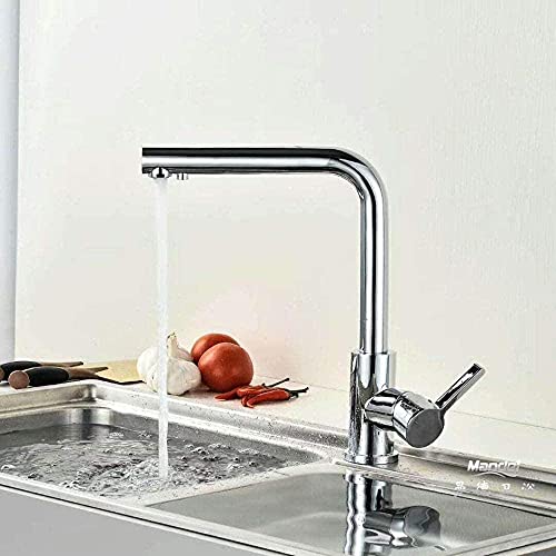 Robinet de cuisine commercial à double trou avec mitigeur fluide