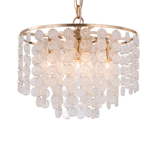 Popity Home Capiz Shell Chandelier, Circular Crystal Hanging Pendant Ceiling Lights For Living Room, Bedroom, Dinning Room, Hallway, Contemporary Chandelier #TOP7