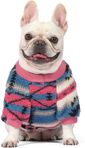 Yoolhamy Hundepullover für Kleine Hunde, Fleece Hunde Pullover, Winter Hundepulli, Ethnische Boho Winterkleidung Weich und warm Pullover Hund Thermische Welpen Dog Sweater (Pink, S)