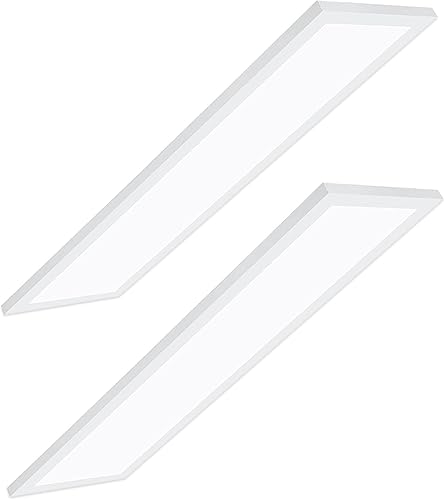 LEONLITE Luz LED de panel plano de 120V-277V, 1x4 pies, montaje en superficie, DLC y UL, 0-10 V y 10% -100% regulable, 4400 lm controlador integrado