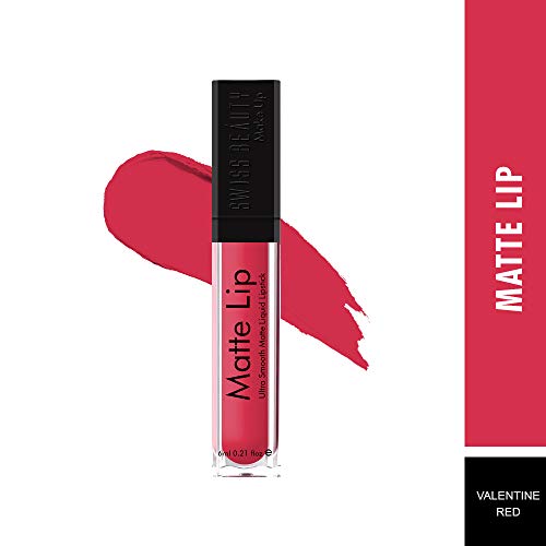 Image of Swiss Beauty Ultra Smooth Matte Lip Liquid Lipstick, Smooth Lip Color, Weightless Finish, Silky Matte Finish, Shade- Valentine Red, 6ml (Pack of 2)