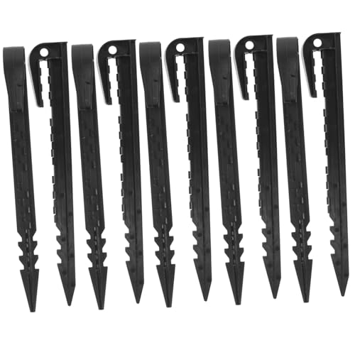 Holibanna 20pcs Plastic Tent Stakes for Camping Gardening Durable Black Stakes for Beach Tents Canopy Garden Use Easy Installation Space Efficient Design for Family Activities