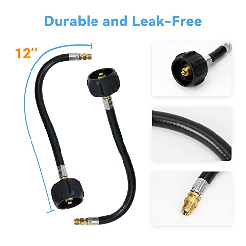 Skyflame RV Propane Regulator for Dual Tanks, 2 Stage Auto Changeover LP Regulator with 2PCS 12 Inch Pigtails for RV Trailers Camper, Vans/Trailers Primary Cylinder
