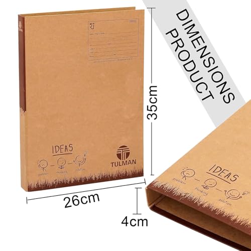 Image of TULMAN D Ring Binder Office File for A4 & Legal Size Documents & Certificate Holder - 38x3x26 CM -Khakhi Pack of 6