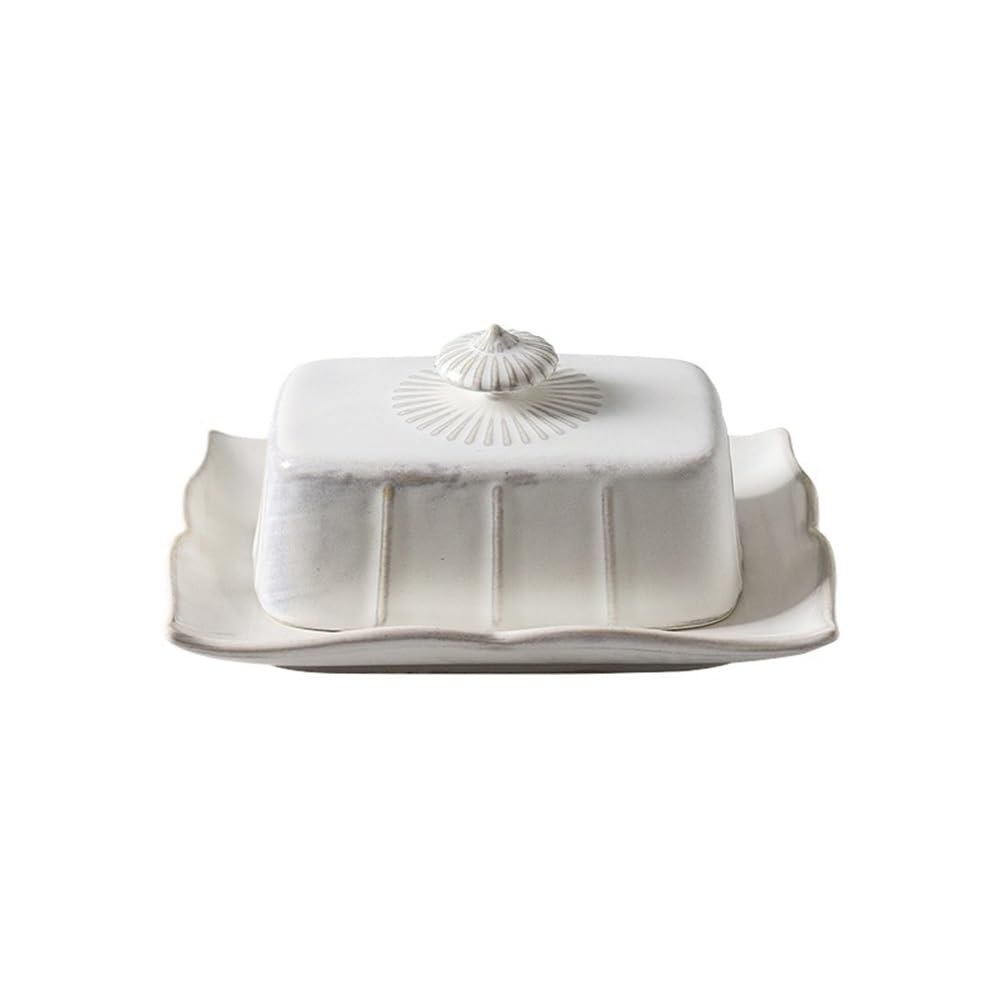 Zyyanshop White Butter Dish Ceramic Butter Dish Dessert Cake Plate Suitable For Home Tableware