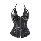 Corsé marrón for Mujer con Cremallera, Brocado, Steampunk, corpiño, Top Halter, Ropa de Abrigo Vintage, corsé para Toda OcasióN(Black,2XL)
