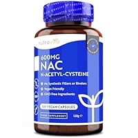 Nutravita NAC Kapseln - N-Acetyl-Cystein 600 mg - 150 Vegane NAC Kapseln Hochdosiert - 5 Monate Versorgung - N Acetyl Cystein Aminosäuren - Keine synthetischen Füllstoffe & Bindemittel
