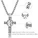 AUSSTO Stainless Steel Celtic Cross Necklace for Men, Double Sided Celtic Cross Irish Knot Prayer Pendent Necklace with Box Chain