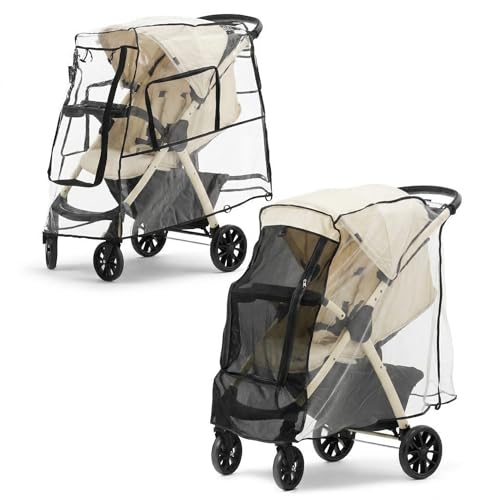 Large Stroller Sunshade & Rain Cover-Protect Your Baby Stroller from Sun, Rain, Wind, Dust-Built in Mosquito Netting-Universal Weather Shield for Baby Carriage