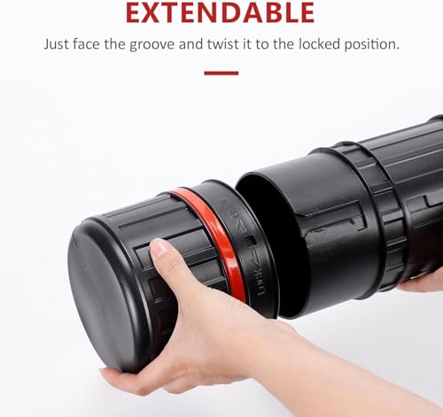 DEWEL Post Tube Expands from 30”to 51”, Waterproof Blueprint Holder Telescoping Art Tube, Large Plastic Black Fishing Rods Case Storage Tube, Light Resistant Drawing Tube with Strap (XL Size) by DEWEL - Image 8