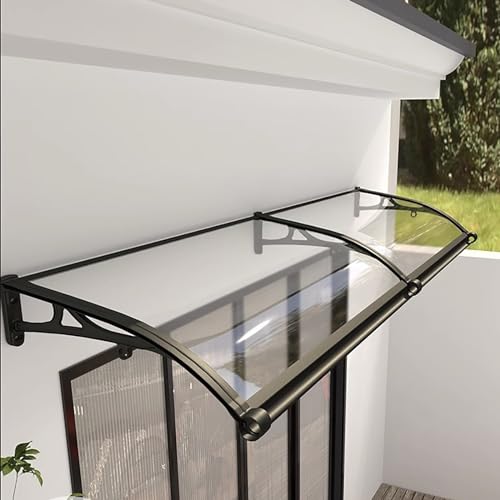 Toldo para puerta delantera con tablero de policarbonato y marco de aleación de aluminio para protección UV, lluvia y nieve
