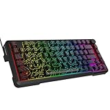 E-YOOSO 75% Wired Mechanical Gaming Keyboard, Creamy Sound, Hot Swappable Pre-lubed Linear Switches, Gasket Structure, Knob Control, RGB Backlit, Compact Custom for PC, Black