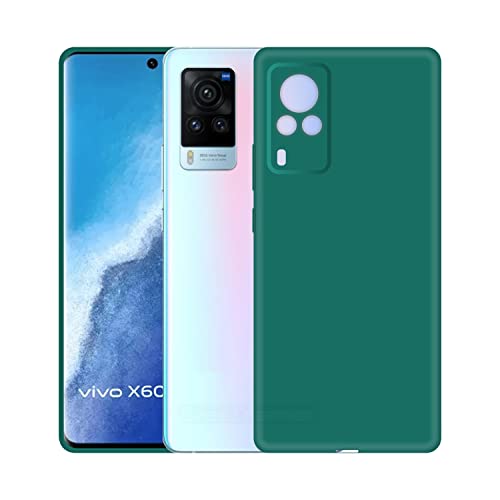 Image of Case Creation Liquid TPU Silicone Cover for Vivo X60 Pro Soft Case,Anti-Dirty Slim Case Frosted Matte Cute Candy TPU Raised Bezel (Splash of Color) Back Case Cover for Vivo X60 Pro -Lake Green