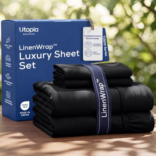 Image of Utopia Bedding Twin Sheet Set 3 Piece Soft Sheets - Black