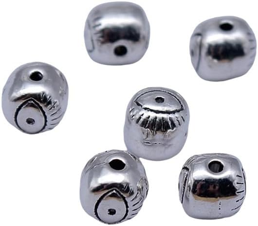 Double-Sided Russian Nesting Doll Pattern with Small Bore Beads for Jewelry Repair & Restyling, 12x8.4x5.1mm, Antique Silver Color, 10 Pieces