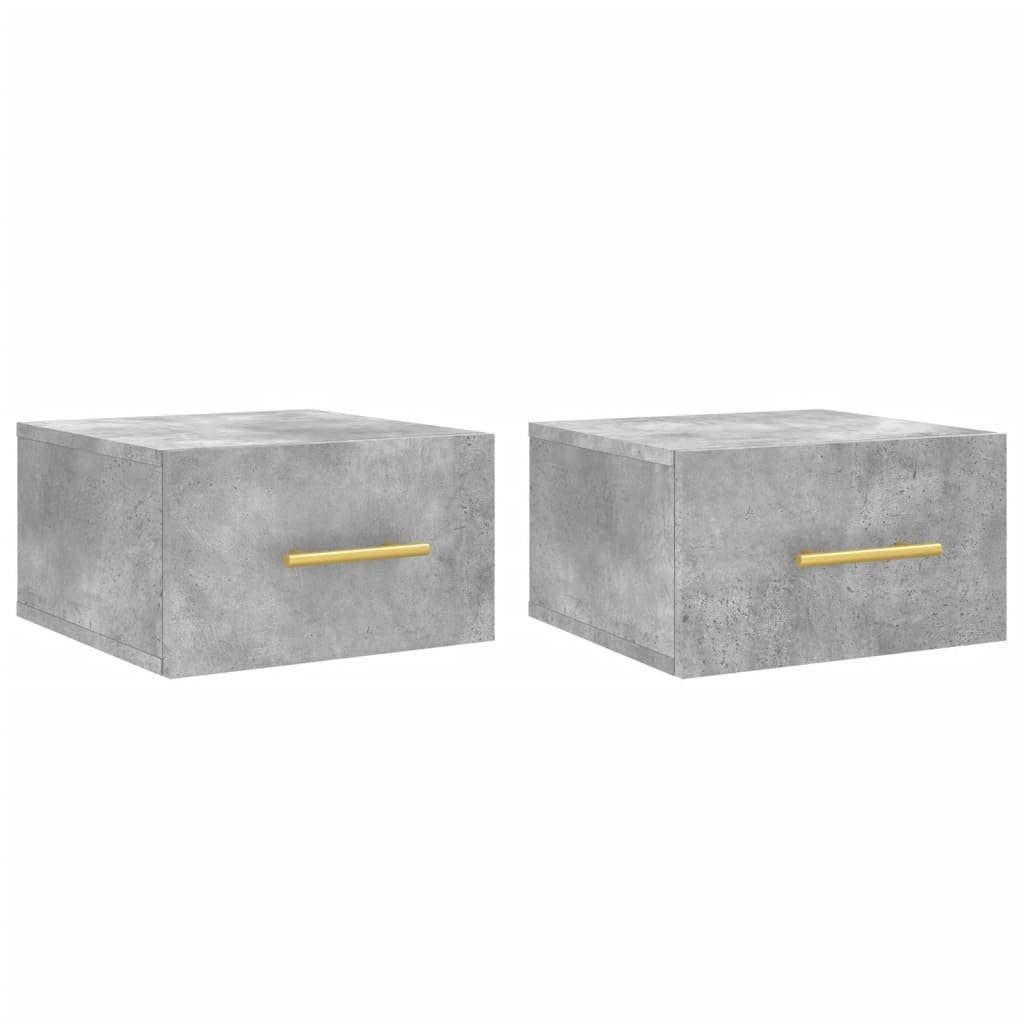 vidaXL Wall-Mounted Bedside Cabinets in Concrete Grey - Space-Saving, Moisture- Engineered Wood, Ideal for Bedroom