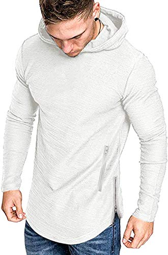 COOFANDY Men's Fashion Workout Hoodie Muscle Fit Cotton Blend Gym Sweatshirts Solid Color Athletic Pullover