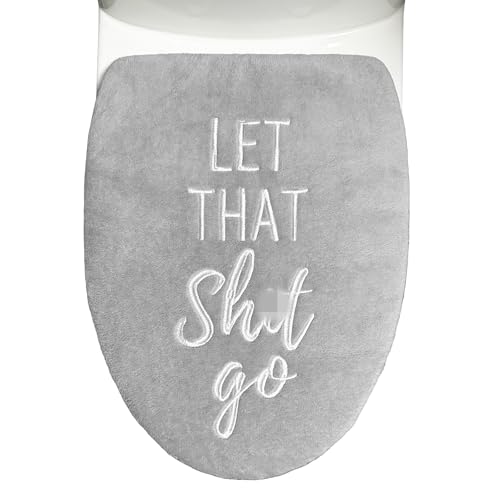 Funny Bathroom Decor Toilet Lid Cover Fun Toilet Seat Covers 17.5x15 Soft Restroom Accessories Machine Washable Fits Most Oblong Round Elongated Toilet Lid Cute Home Room Decorations Grey