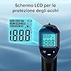 ERICKHILL Termometro a infrarossi -50℃ ~ 600℃ Pistola termica digitale laser senza contatto con display LCD, emissività regolabile - Adatto per cucinare/grigliare/congelare, con sonda per carne