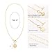 Aobei Pearl Moon and Star Medallion Pendant Necklace 18k Gold Oval Link Chain Choker Large Celestial Charm Layering Jewelry 20’’