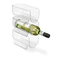 Relaxdays Kühlschrank Organizer Flaschen, 3er Set, stapelbar, Flaschenhalter, HxBxT: 10,5 x 11 x 20,5 cm, transparent