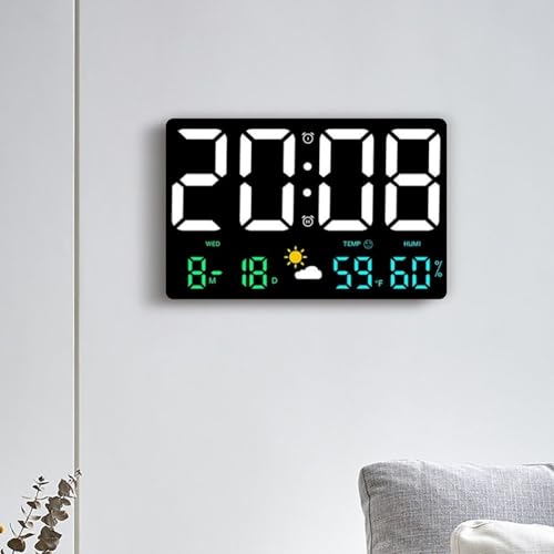 Reloj de pared digital LED grande de fácil lectura con calendario y temperatura 3