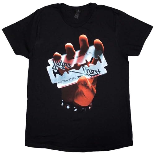 T-shirt Judas Priest British Steel vêtement rock femme haut noir