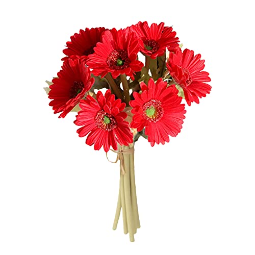 Ensemble de 7 Fleurs de Gerbera Artificielles en Latex, Fausses Fleurs Multicolores, Bouquet de Fleurs de Simulation pour la Décoration de la Cuisine de la...