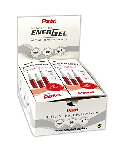 Recharge stylo gel Pentel EnerGel LR7 0.7 mm rouge lot de 12 packs de 3 pour fournitures bureau