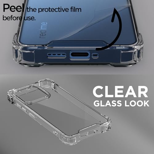 Image of Amazon Basics Back Cover for Realme 15T 5G / Realme Narzo 90 5G PC + TPU Clear Transparent Raised Edges Shockproof Protective Phone Bumper Case (Transparent)