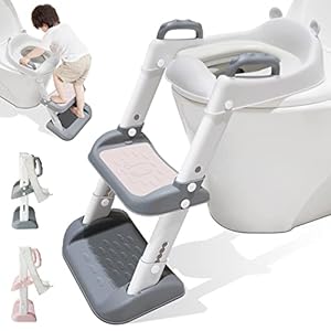 Potty Training Toilet Seat Trainer, Kids Toilet Training Seat with Step Stool, Toddler Adjustable Portable Non-Slip…