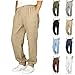 Kids Lightweight Linen Joggers Pants Loose Elastic Waist Outdoor Cargo Pants with Pockets for Girls Boys 5-15 Years