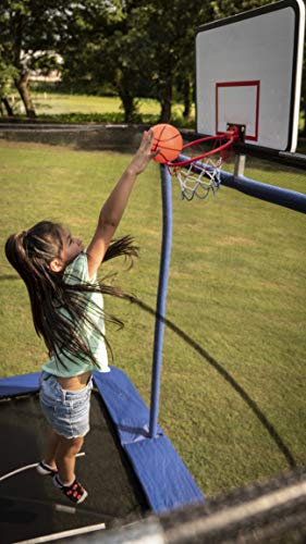 JumpKing 10\' x 15\' Rectangular Trampoline with BB Hoop, Volleyball Court and Foot Step, Blue/Yellow JKRC10152BHC3-V1 - Thumbnail 6