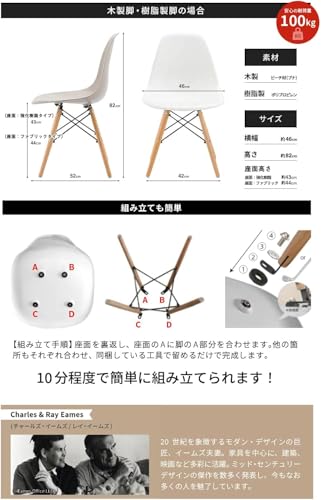NOKKI シェルチェア リプロダクト イームズチェア 木製脚タイプ ファブリック(ソイラテNo113) [3]