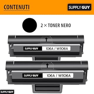 Supply Guy 106A Toner Nero per HP Laser MFP 137FNW MFP 135W compatibile con HP 106A W1106A con Laser MFP 135A 107W 135w 137fnw 107a 135r (2x 106A cartuccia Toner Nero con Chip)