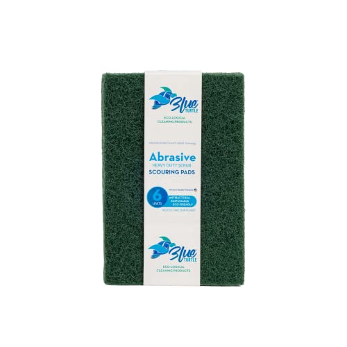 Blue Turtle Scouring Pads – 6-Pack Heavy Duty Kitchen Scrubbers for Dishes – Dish Washing Scrubbers with Efficient Scouring Power – Wet or Dry Use – Eco-Friendly and Durable Scrub Pads