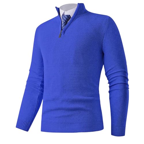 Quarter Zip Pullover Men Sweater - Long Sleeve Mock Neck Cable Knit Sweaters Business Casual Thermal Clothes 20252