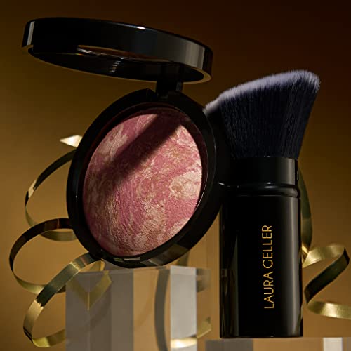 Laura Geller New York Baked Blush-N-Bronze 2-In-1 Bronzer Blush, Rose Bronze - Retractable Angled Kabuki Brush #TOP5